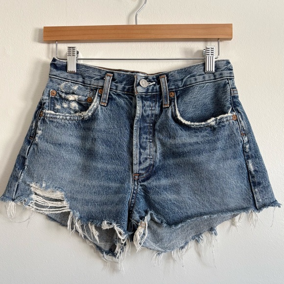 Agolde Pants - AGOLDE Distressed Denim Shorts